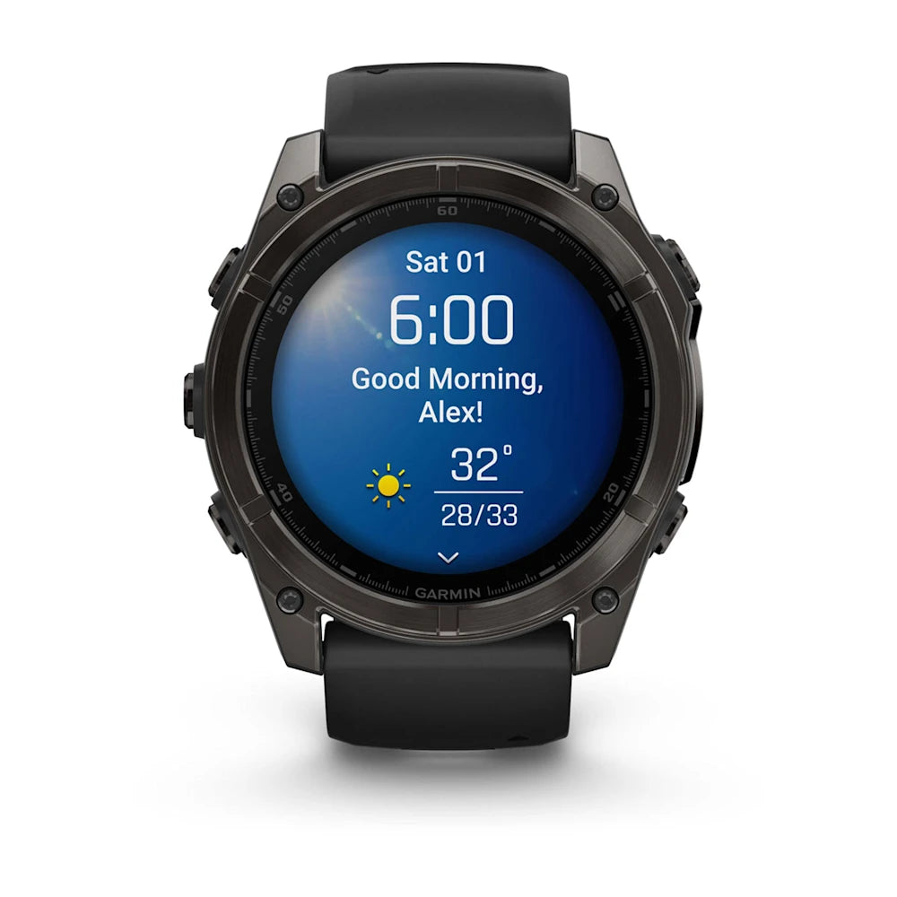 Garmin fenix 8 AMOLED Sapphire 47mm GPS Smartwatch, Carbon Gray DLC Titanium w/Black/Pebble Gray Silicone Band