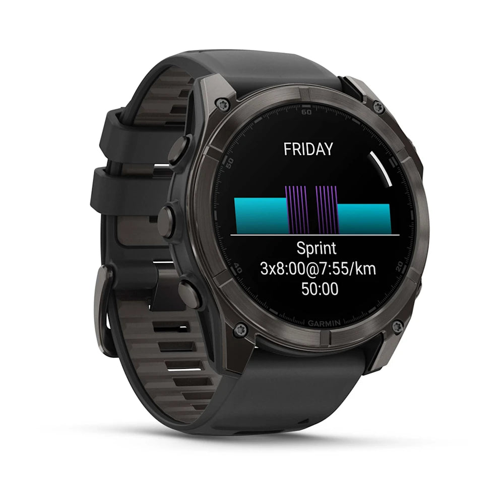 Garmin fenix 8 AMOLED Sapphire 47mm GPS Smartwatch, Carbon Gray DLC Titanium w/Black/Pebble Gray Silicone Band
