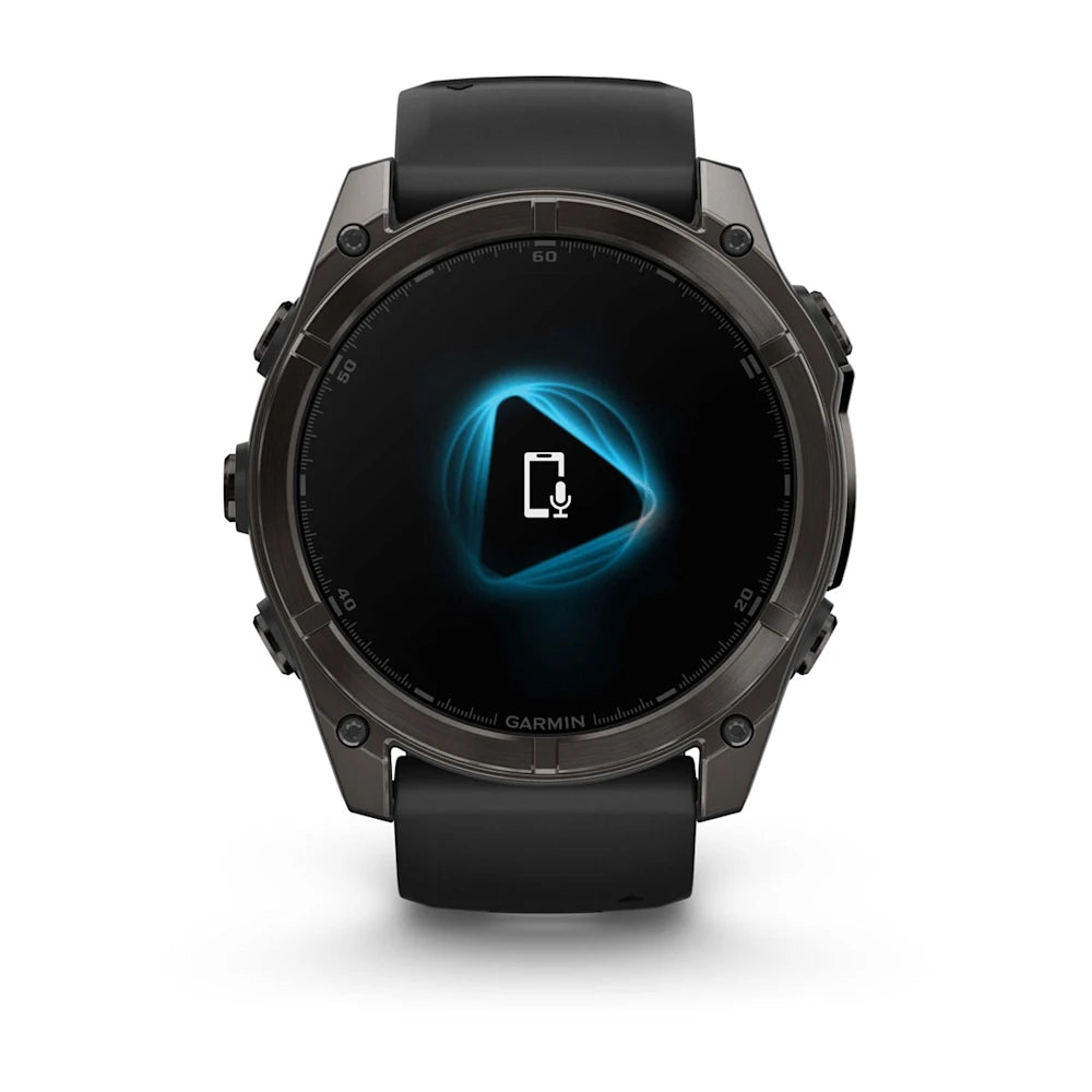 Garmin fenix 8 AMOLED Sapphire 47mm GPS Smartwatch, Carbon Gray DLC Titanium w/Black/Pebble Gray Silicone Band