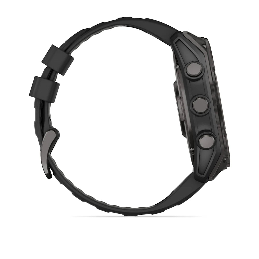 Garmin fenix 8 AMOLED Sapphire 47mm GPS Smartwatch, Carbon Gray DLC Titanium w/Black/Pebble Gray Silicone Band