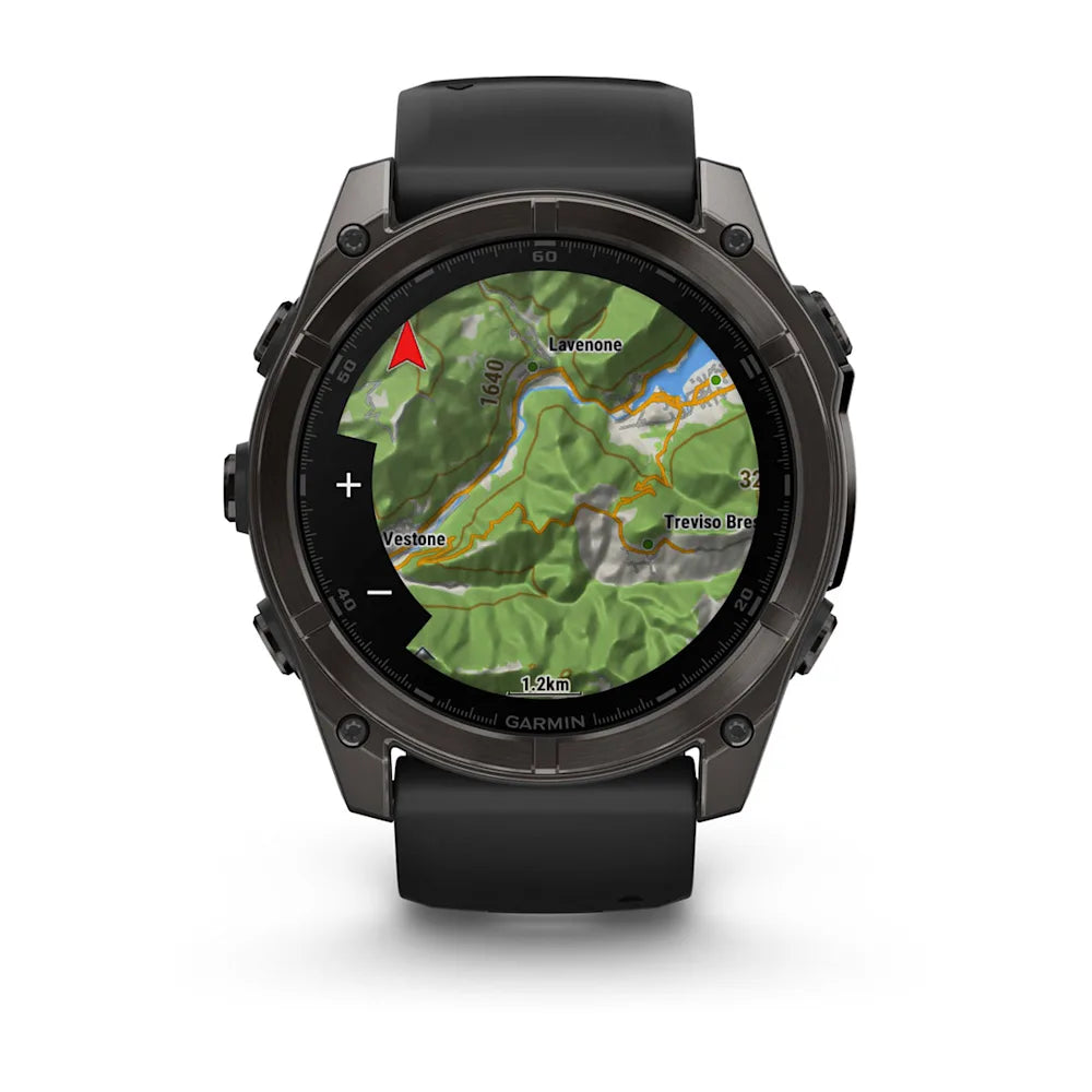 Garmin fenix 8 AMOLED Sapphire 47mm GPS Smartwatch, Carbon Gray DLC Titanium w/Black/Pebble Gray Silicone Band