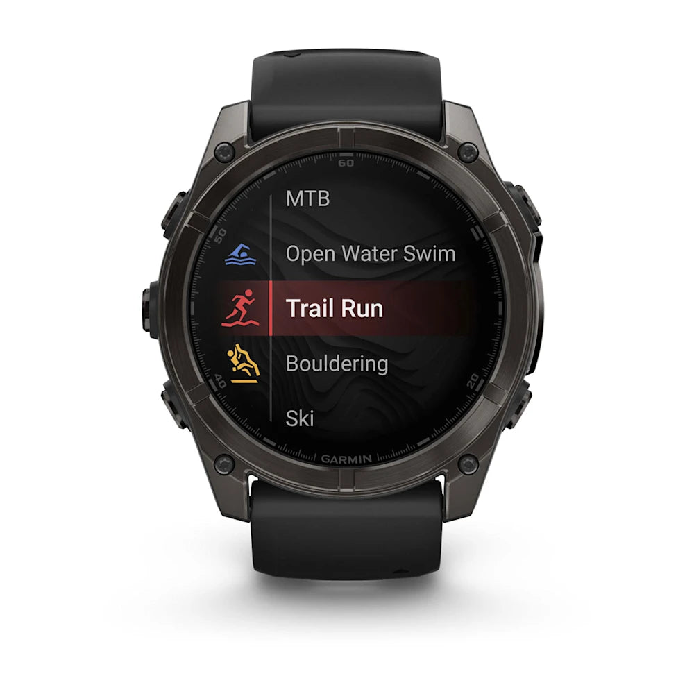 Garmin fenix 8 AMOLED Sapphire 47mm GPS Smartwatch, Carbon Gray DLC Titanium w/Black/Pebble Gray Silicone Band