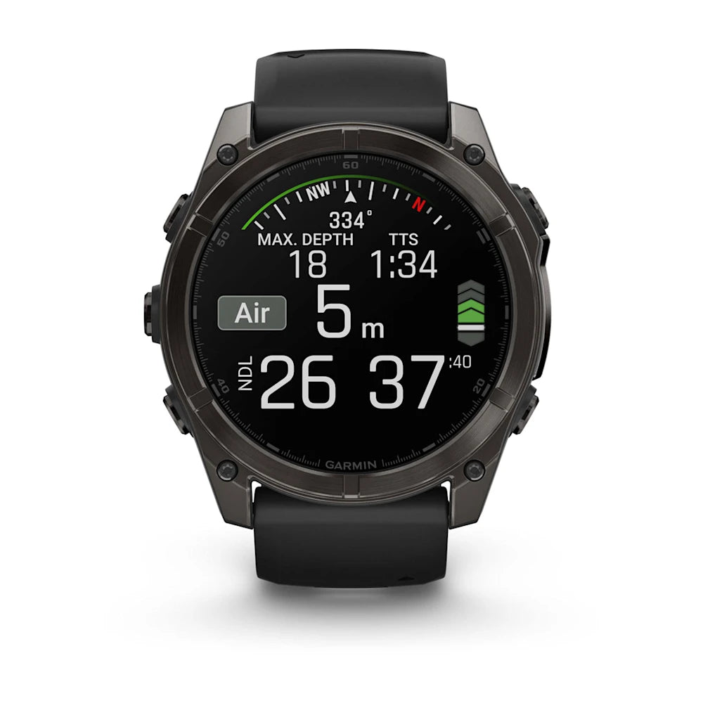 Garmin fenix 8 AMOLED Sapphire 47mm GPS Smartwatch, Carbon Gray DLC Titanium w/Black/Pebble Gray Silicone Band