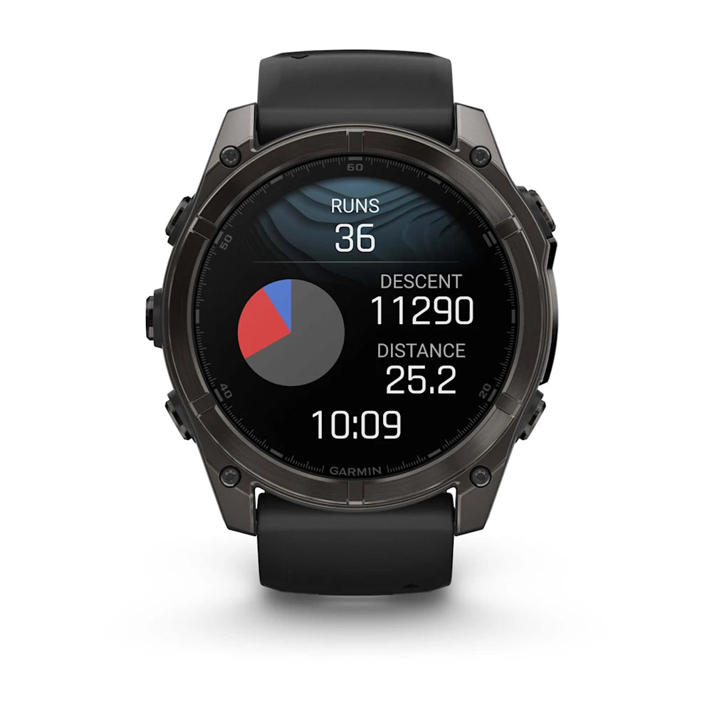 Garmin fenix 8 AMOLED Sapphire 47mm GPS Smartwatch, Carbon Gray DLC Titanium w/Black/Pebble Gray Silicone Band