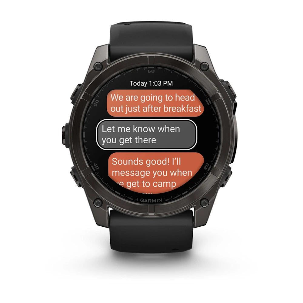 Garmin fenix 8 AMOLED Sapphire 47mm GPS Smartwatch, Carbon Gray DLC Titanium w/Black/Pebble Gray Silicone Band