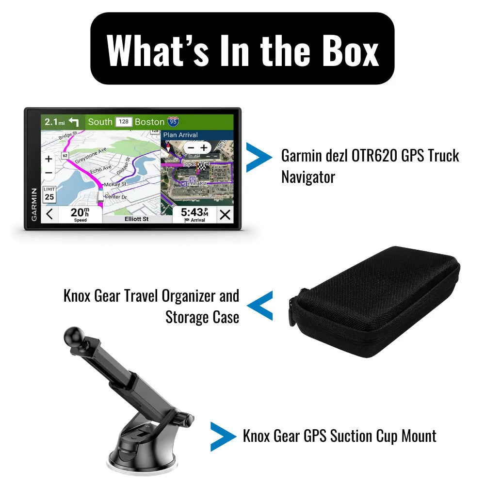 Garmin dezl OTR620 GPS Truck Navigator with 6-Inch 1280p Touchscreen Display (Black) Bundle