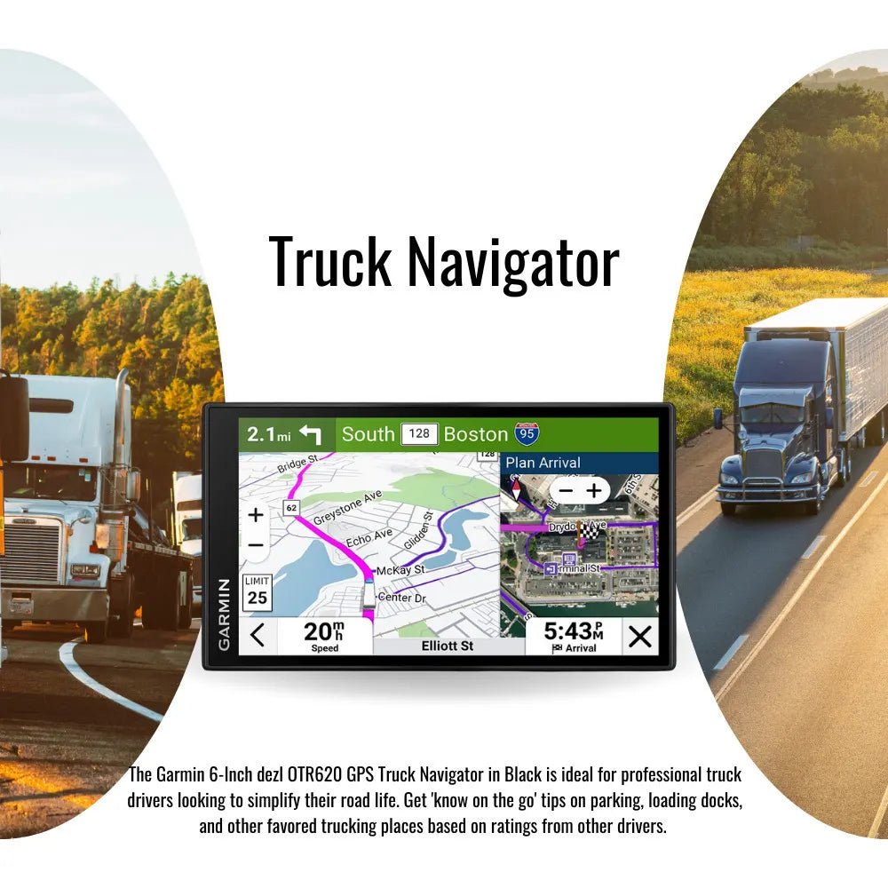 Garmin dezl OTR620 GPS Truck Navigator with 6-Inch 1280p Touchscreen Display (Black) Bundle