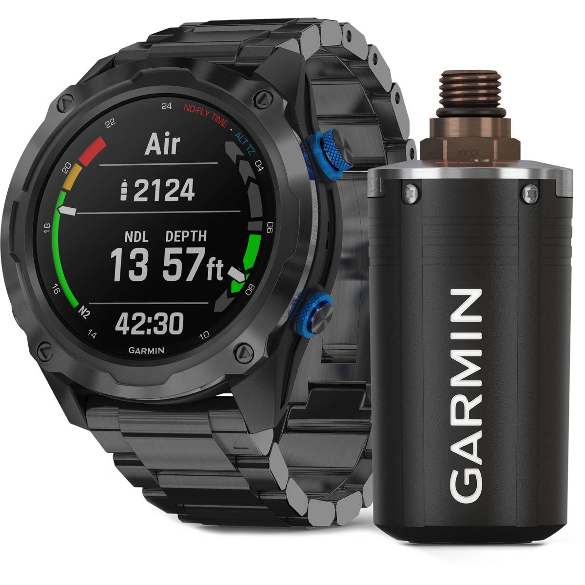 Garmin Descent Mk2i Dive 52mm GPS Smart Watch with Descent T1 Transmitter Bundle, Titanium Carbon Gray DLC with DLC Titanium