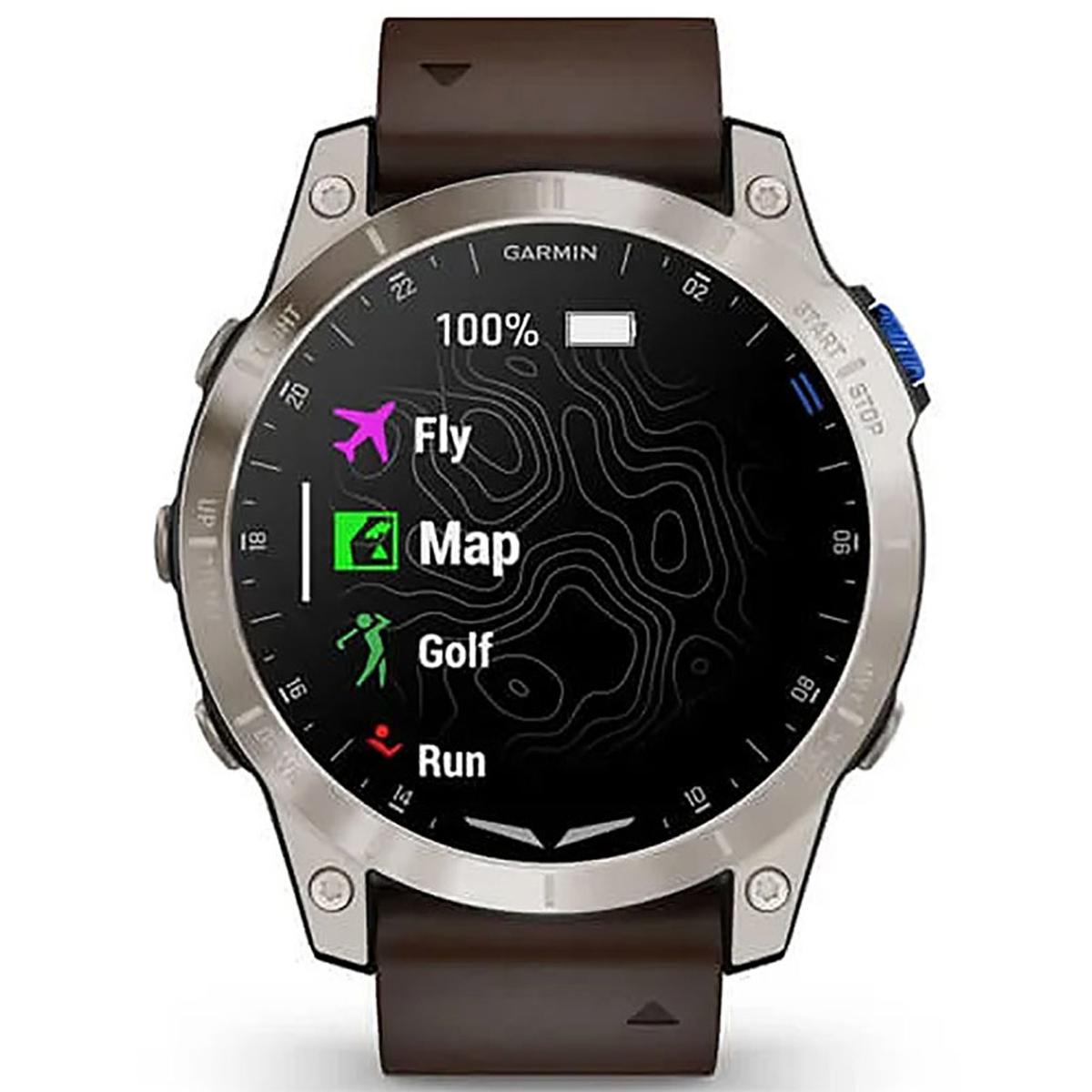 Garmin D2 Mach 1 GPS Aviator Smartwatch with Oxford Brown Leather Band