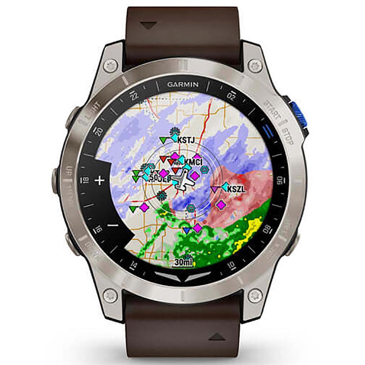 Garmin D2 Mach 1 GPS Aviator Smartwatch with Oxford Brown Leather Band