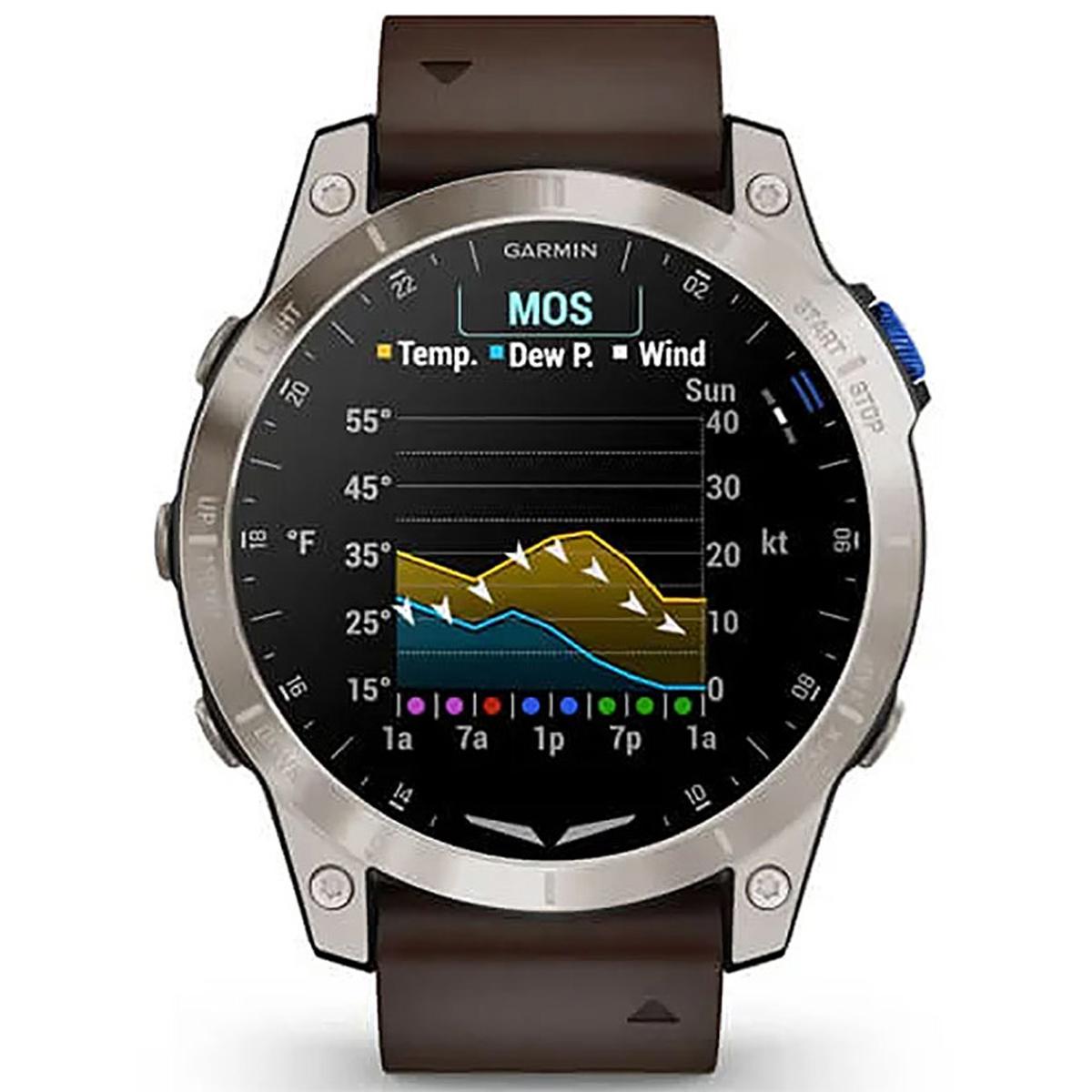 Garmin D2 Mach 1 GPS Aviator Smartwatch with Oxford Brown Leather Band
