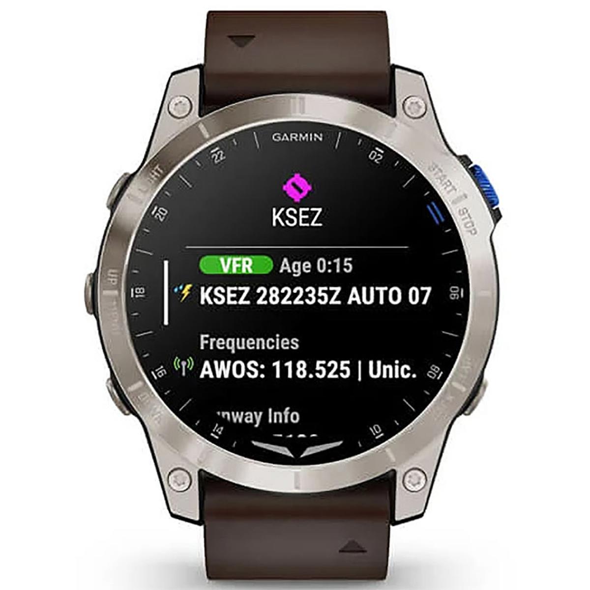 Garmin D2 Mach 1 GPS Aviator Smartwatch with Oxford Brown Leather Band