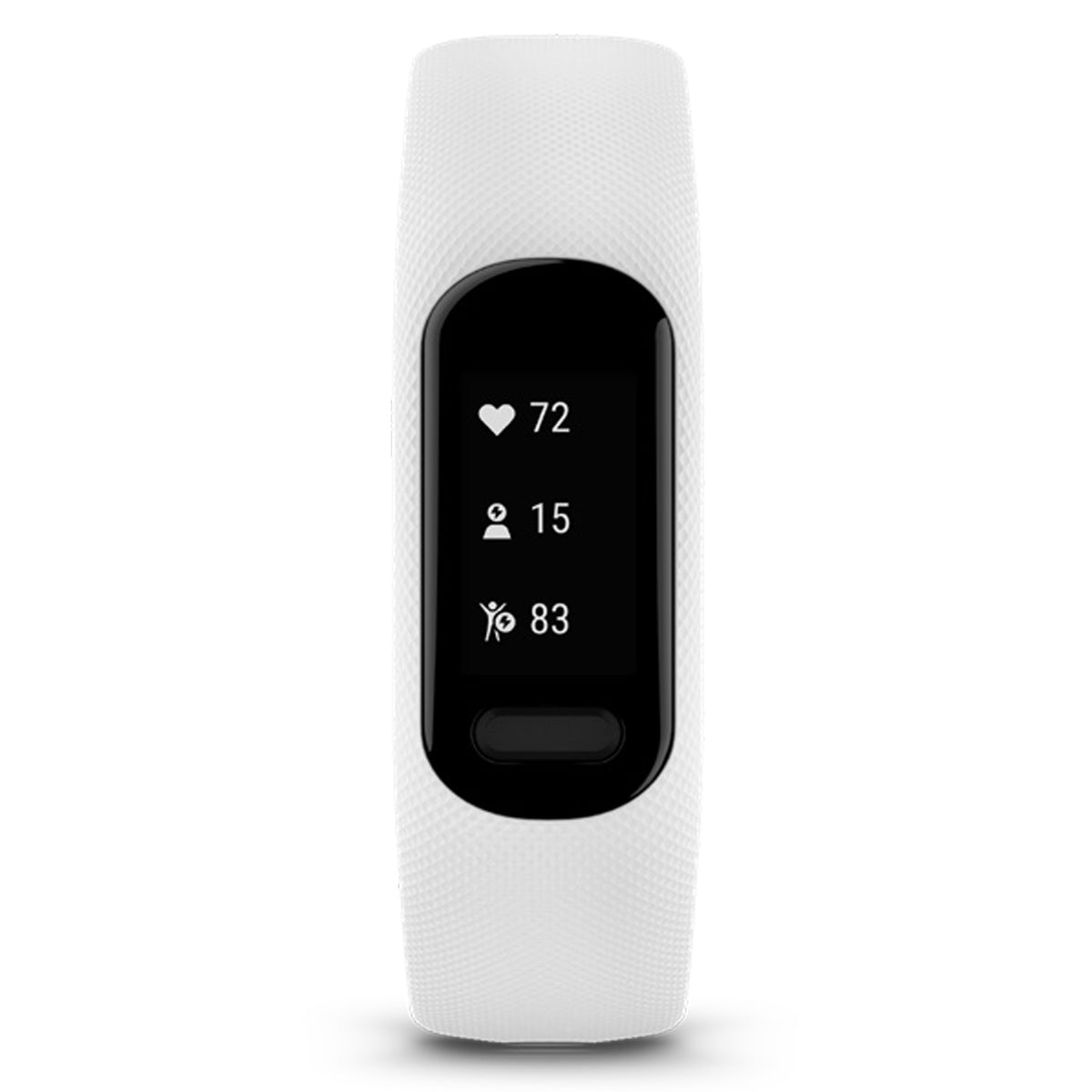 Garmin vivosmart 5 Fitness Tracker, Black Case with White Silicone Band, Small/Medium