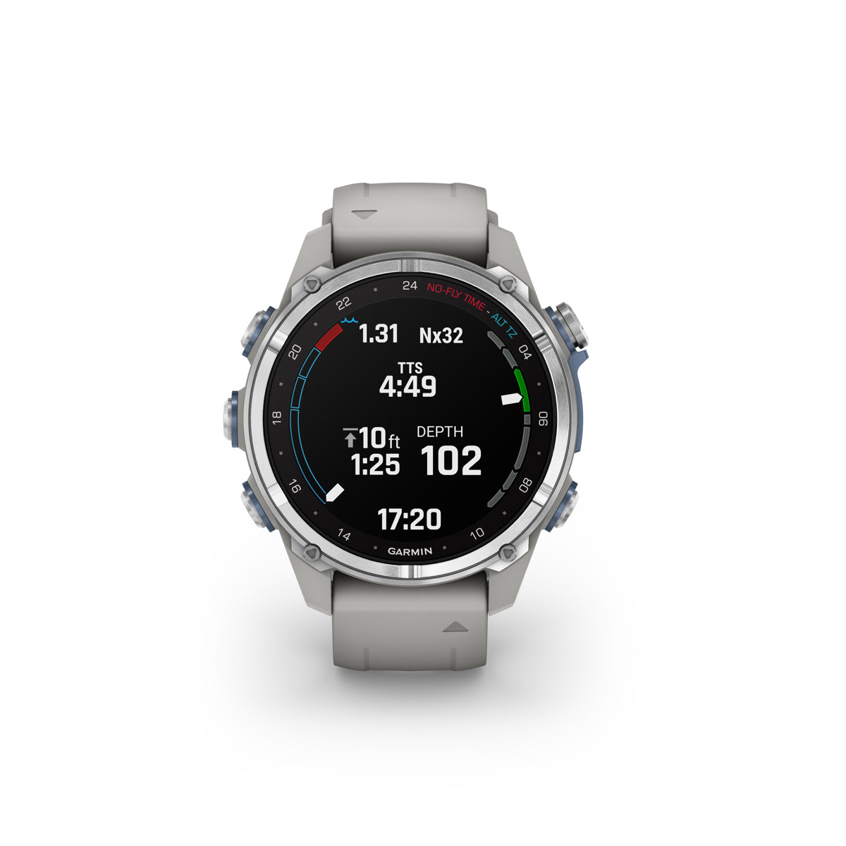 Garmin Descent Mk3 Dive 43mm GPS Smart Watch, Stainless Steel with Fog Gray Silicone Band