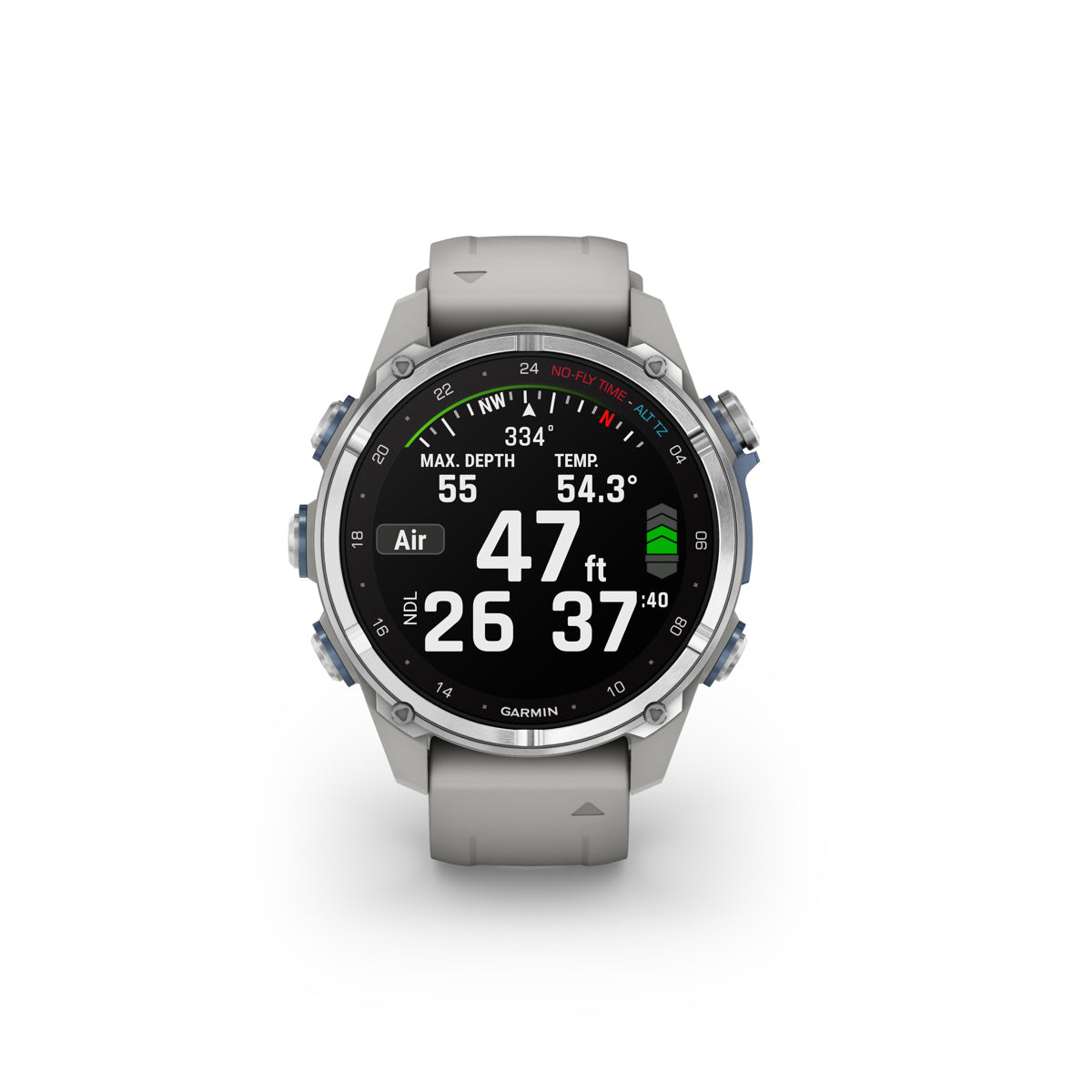Garmin Descent Mk3 Dive 43mm GPS Smart Watch, Stainless Steel with Fog Gray Silicone Band