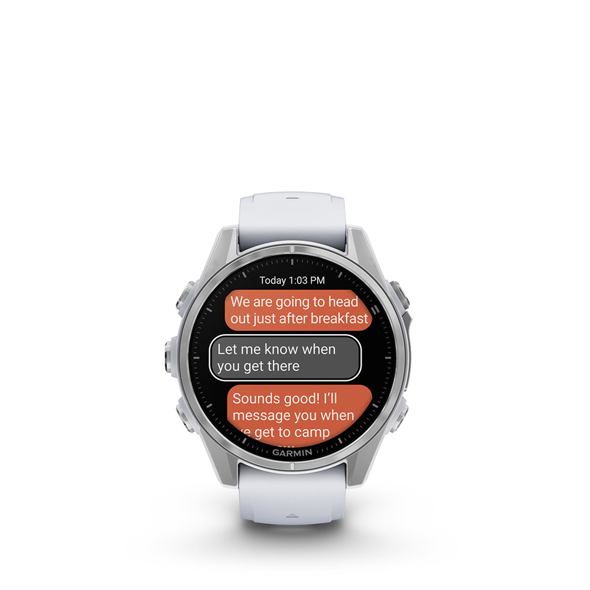 Garmin fenix 8 43mm AMOLED GPS Smartwatch, Silver with Whitestone Silicone Band