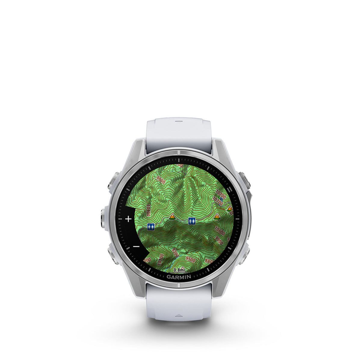 Garmin fenix 8 43mm AMOLED GPS Smartwatch, Silver with Whitestone Silicone Band