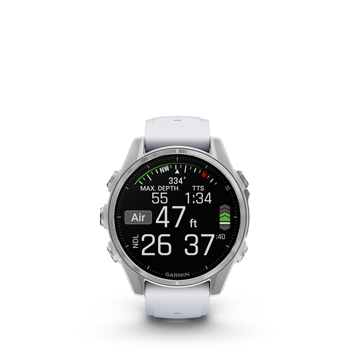 Garmin fenix 8 43mm AMOLED GPS Smartwatch, Silver with Whitestone Silicone Band