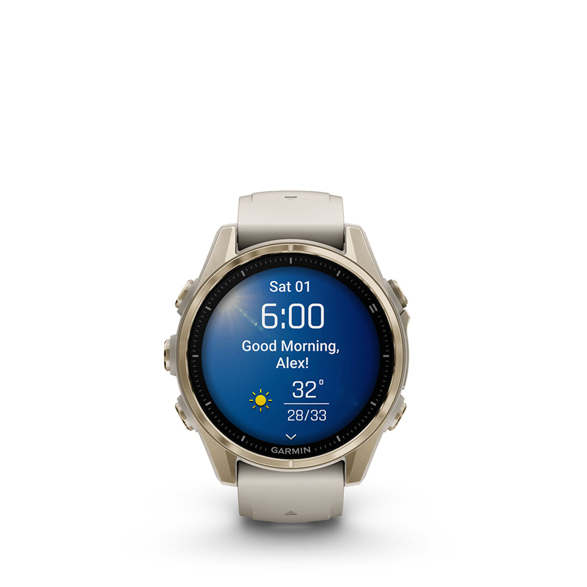 Garmin fenix 8 Sapphire 43mm AMOLED GPS Smartwatch, Soft Gold Stainless Steel with Fog Gray/Dark Sandstone Silicone