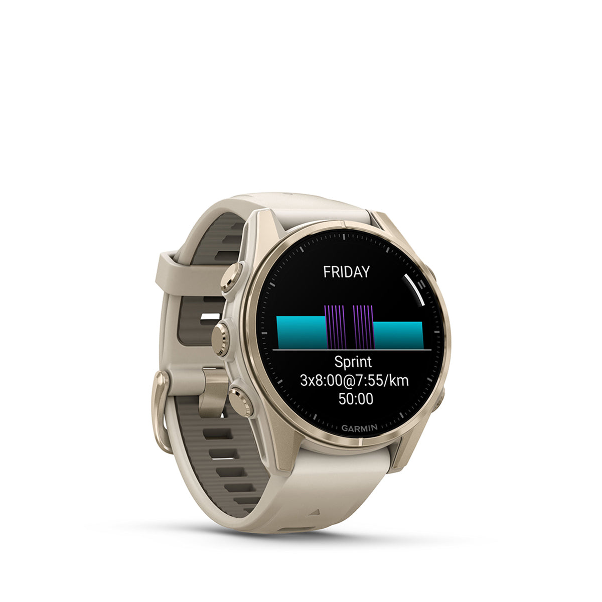 Garmin fenix 8 Sapphire 43mm AMOLED GPS Smartwatch, Soft Gold Stainless Steel with Fog Gray/Dark Sandstone Silicone