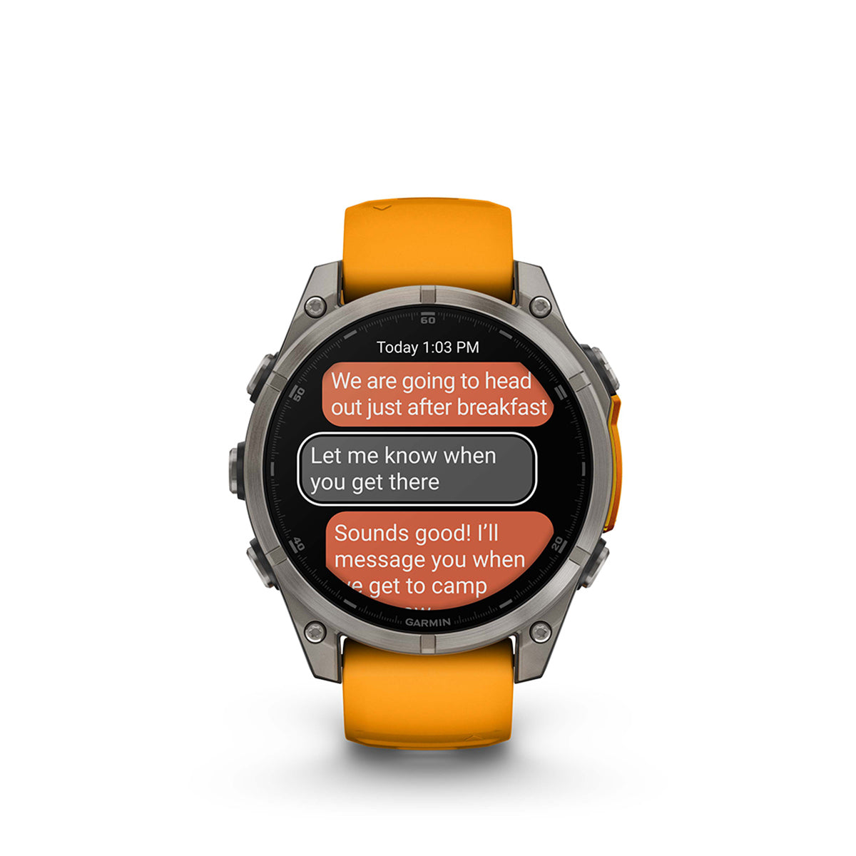 Garmin fenix 8 Sapphire 47mm AMOLED GPS Smartwatch, Titanium with Spark Orange/Graphite Silicone Band