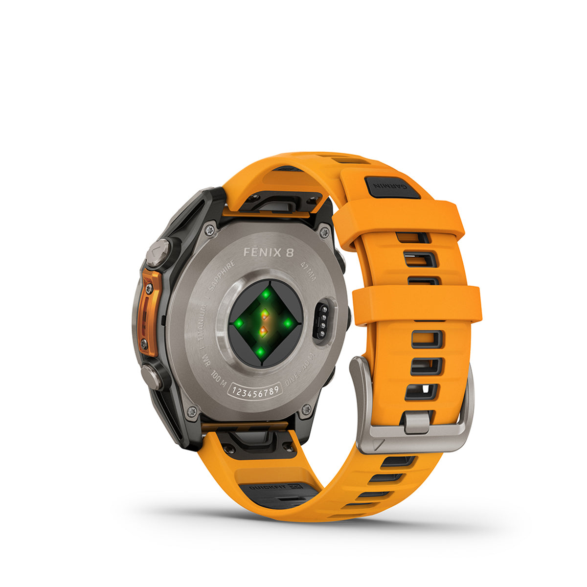 Garmin fenix 8 Sapphire 47mm AMOLED GPS Smartwatch, Titanium with Spark Orange/Graphite Silicone Band