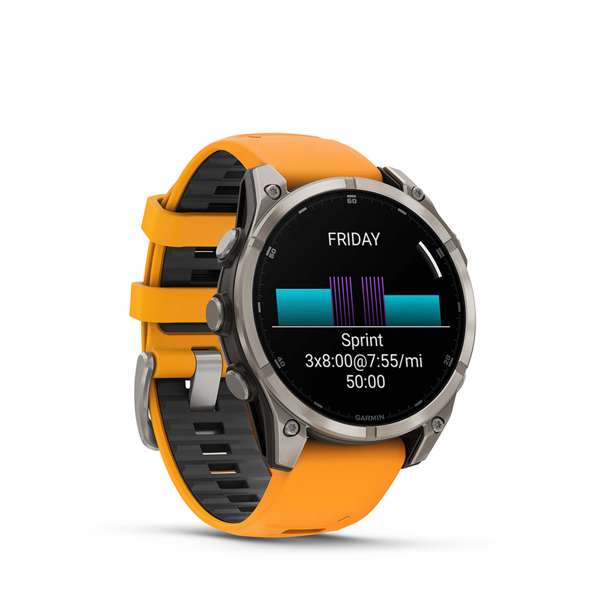 Garmin fenix 8 Sapphire 47mm AMOLED GPS Smartwatch, Titanium with Spark Orange/Graphite Silicone Band