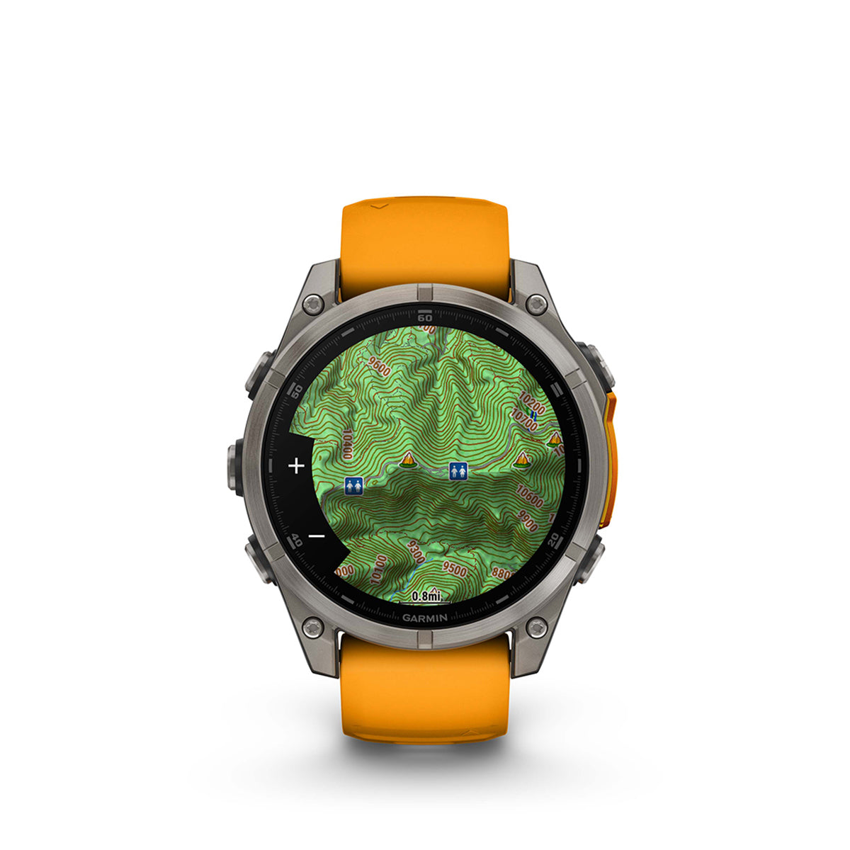 Garmin fenix 8 Sapphire 47mm AMOLED GPS Smartwatch, Titanium with Spark Orange/Graphite Silicone Band