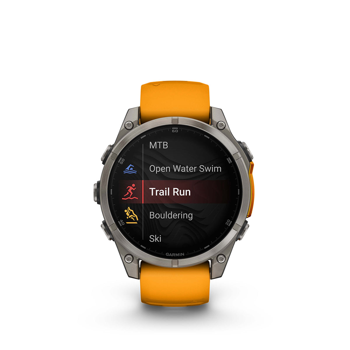 Garmin fenix 8 Sapphire 47mm AMOLED GPS Smartwatch, Titanium with Spark Orange/Graphite Silicone Band
