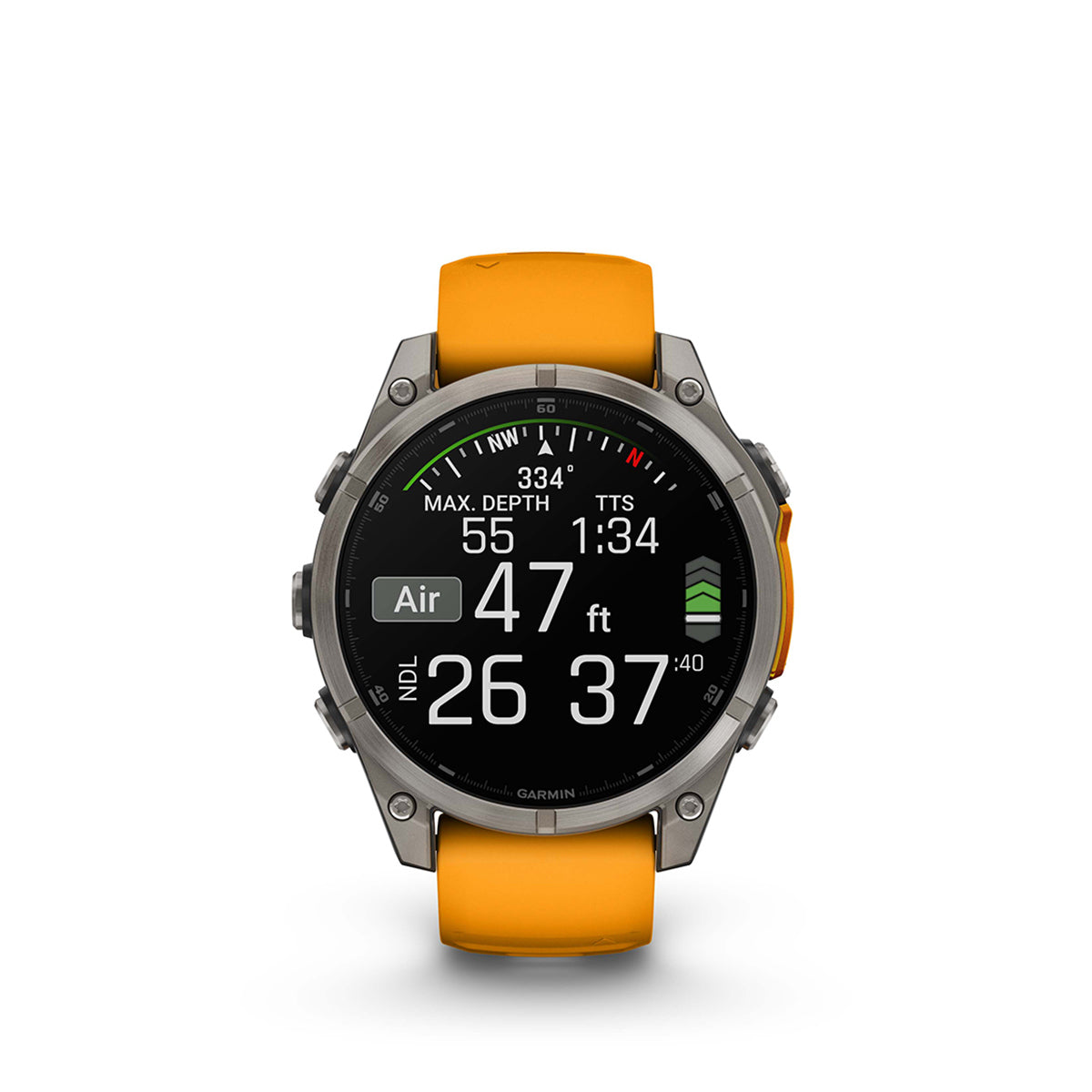 Garmin fenix 8 Sapphire 47mm AMOLED GPS Smartwatch, Titanium with Spark Orange/Graphite Silicone Band
