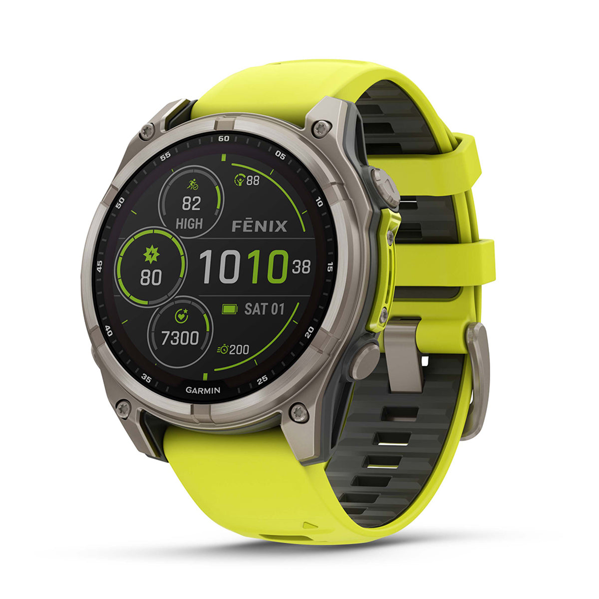 Garmin fenix 8 Solar Sapphire 47mm GPS Smartwatch, Titanium with Amp Yellow/Graphite Silicone Band