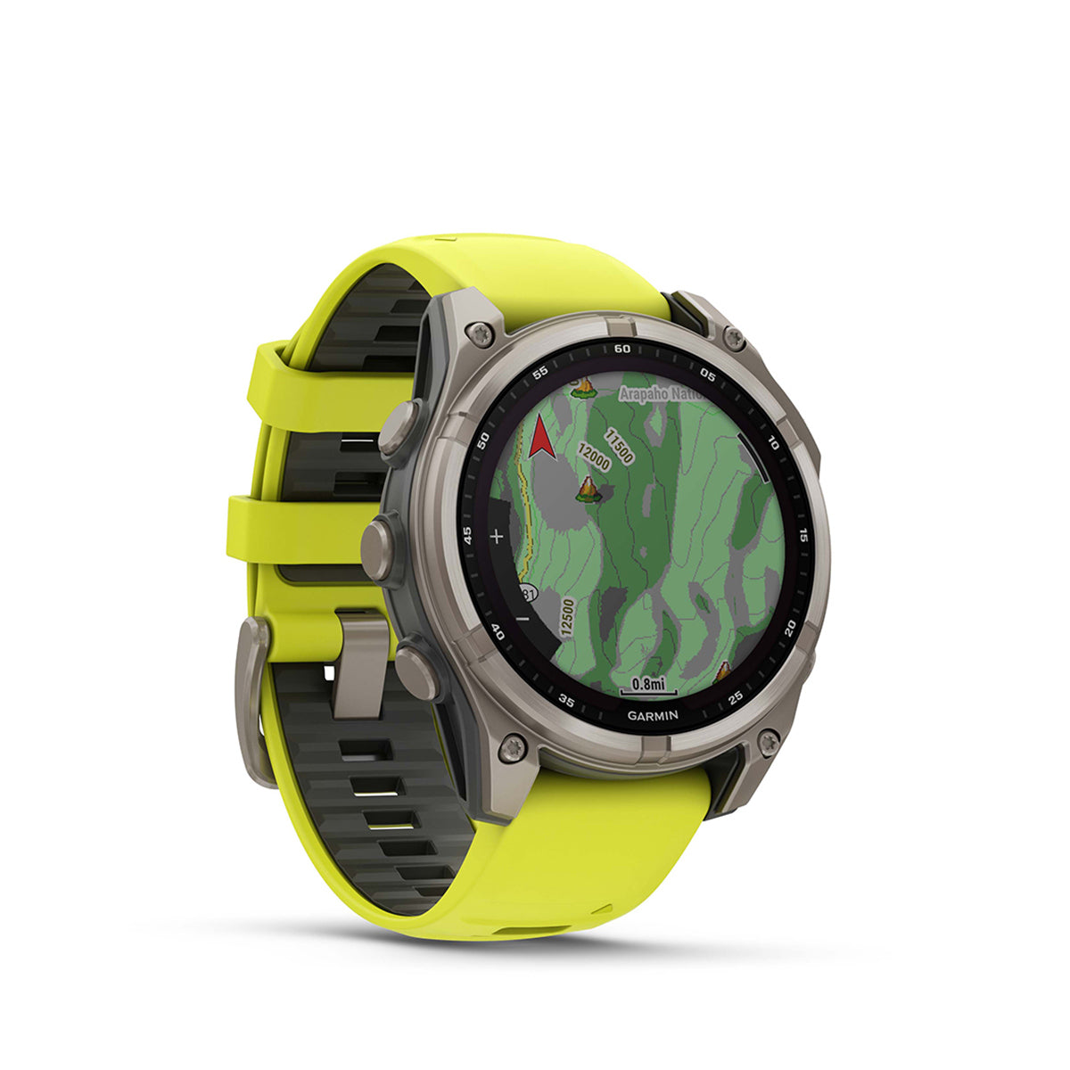 Garmin fenix 8 Solar Sapphire 47mm GPS Smartwatch, Titanium with Amp Yellow/Graphite Silicone Band