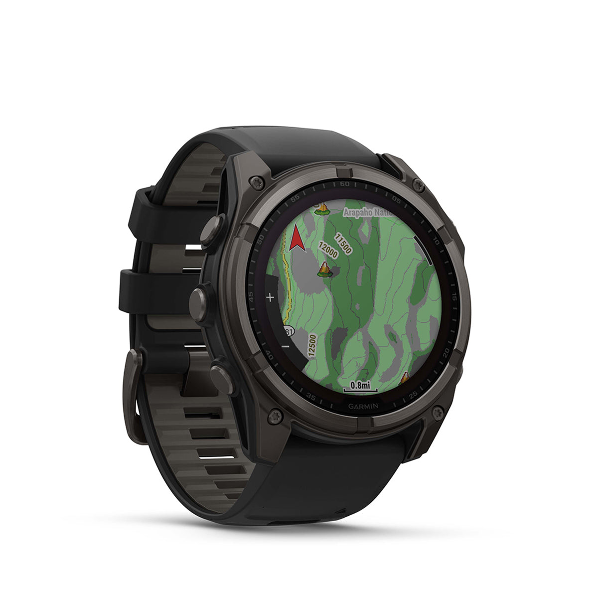 Garmin fenix 8 Solar Sapphire 51mm GPS Smartwatch, Carbon Gray DLC Titanium with Black/Pebble Gray Silicone Band