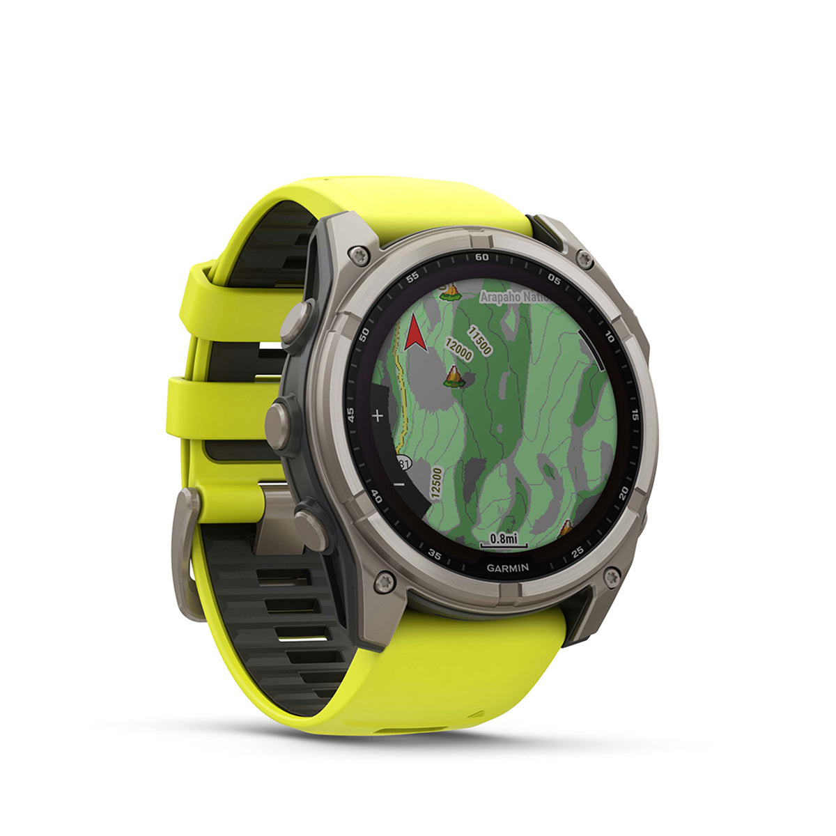 Garmin fenix 8 Solar Sapphire 51mm GPS Smartwatch, Titanium with Amp Yellow/Graphite Silicone Band