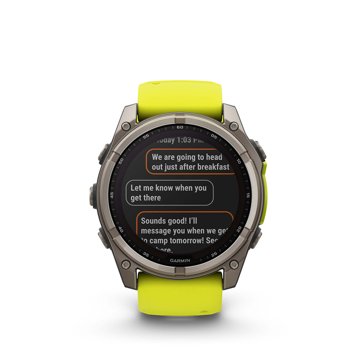 Garmin fenix 8 Solar Sapphire 51mm GPS Smartwatch, Titanium with Amp Yellow/Graphite Silicone Band