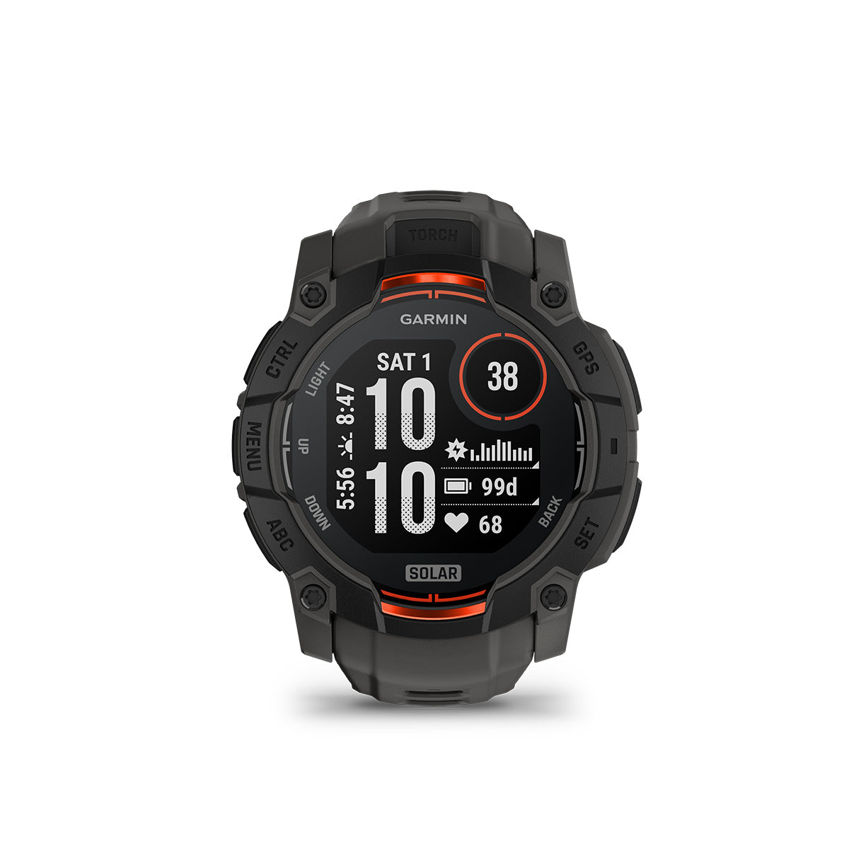 Garmin Instinct 3 50mm Solar GPS Smartwatch, Black with Charcoal Silicone Band