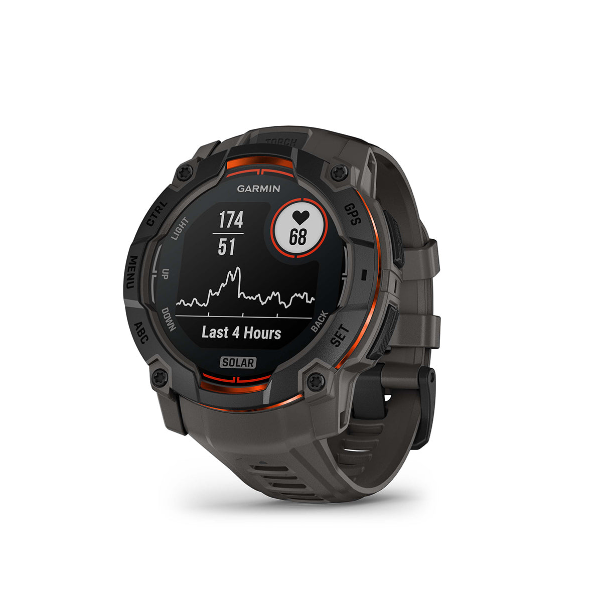 Garmin Instinct 3 50mm Solar GPS Smartwatch, Black with Charcoal Silicone Band
