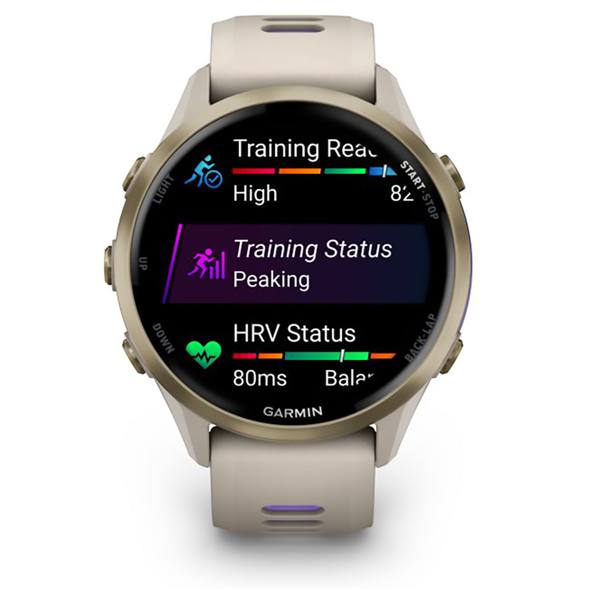 Garmin Forerunner 970 Advanced GPS Running Smartwatch Soft Gold/French Gray