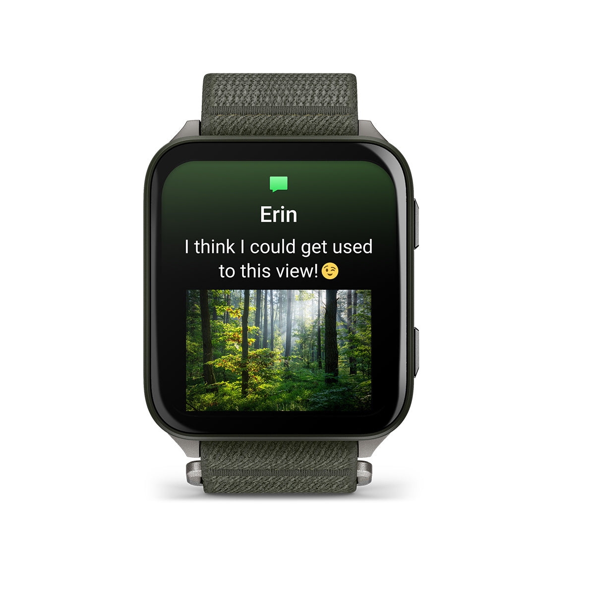Garmin Venu X1 AMOLED GPS Smartwatch, Titanium Caseback with Moss ComfortFit Nylon Band