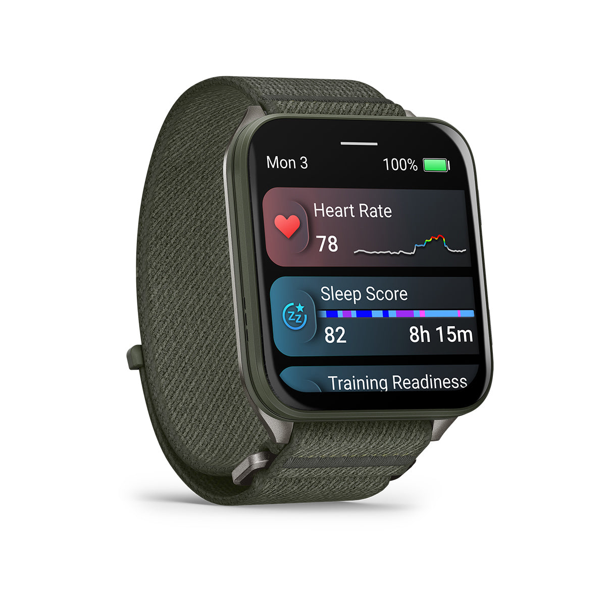 Garmin Venu X1 AMOLED GPS Smartwatch, Titanium Caseback with Moss ComfortFit Nylon Band