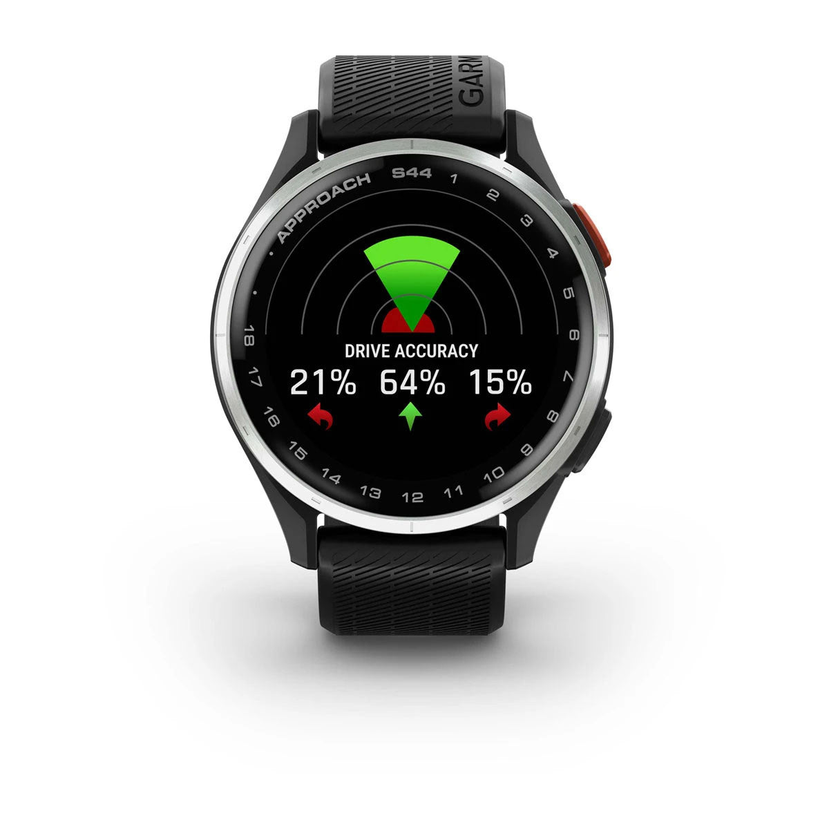 Garmin Approach S44 43mm AMOLED GPS Golf Smartwatch, Silver Aluminum Bezel with Black Silicone Band