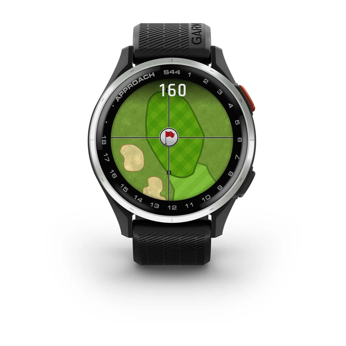 Garmin Approach S44 43mm AMOLED GPS Golf Smartwatch, Silver Aluminum Bezel with Black Silicone Band