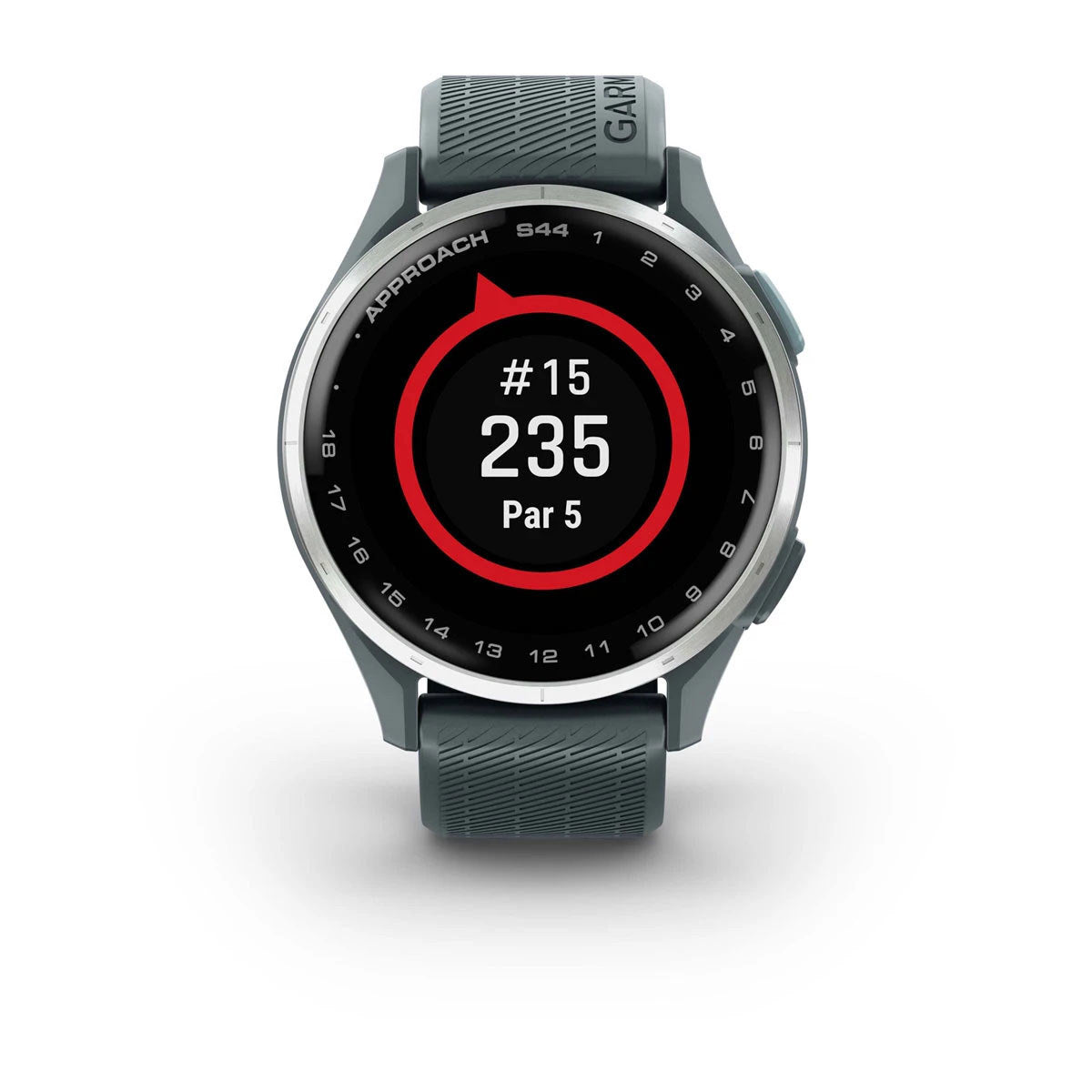 Garmin Approach S44 43mm AMOLED GPS Golf Smartwatch, Silver Aluminum Bezel with Twilight Silicone Band