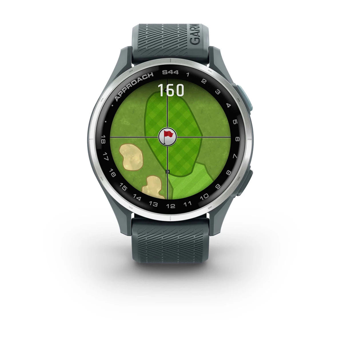 Garmin Approach S44 43mm AMOLED GPS Golf Smartwatch, Silver Aluminum Bezel with Twilight Silicone Band