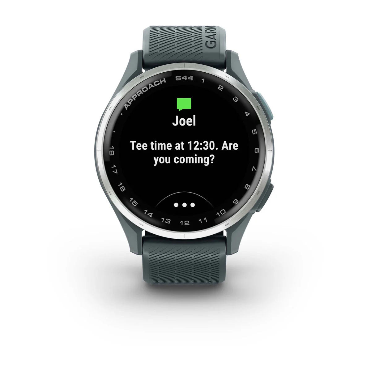 Garmin Approach S44 43mm AMOLED GPS Golf Smartwatch, Silver Aluminum Bezel with Twilight Silicone Band