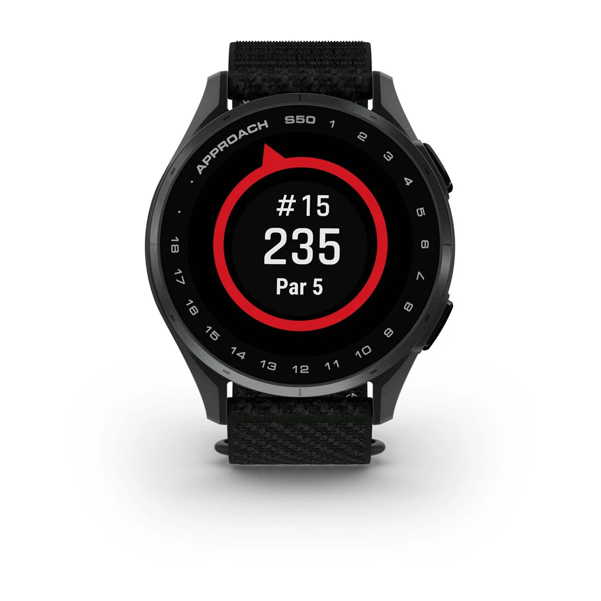 Garmin Approach S50 43mm AMOLED GPS Golf Smartwatch, Slate Aluminum Bezel with Black ComfortFit Nylon Band