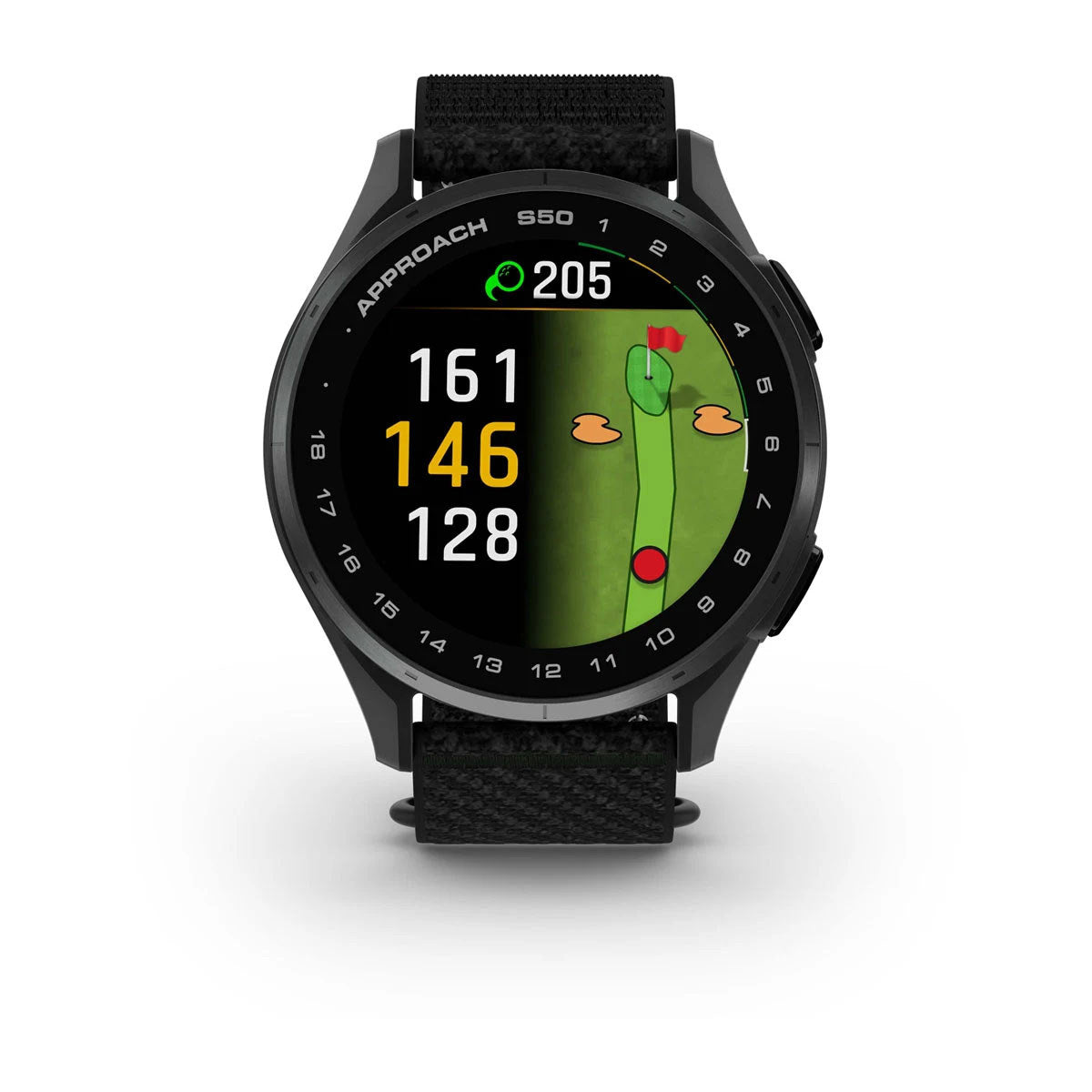 Garmin Approach S50 43mm AMOLED GPS Golf Smartwatch, Slate Aluminum Bezel with Black ComfortFit Nylon Band