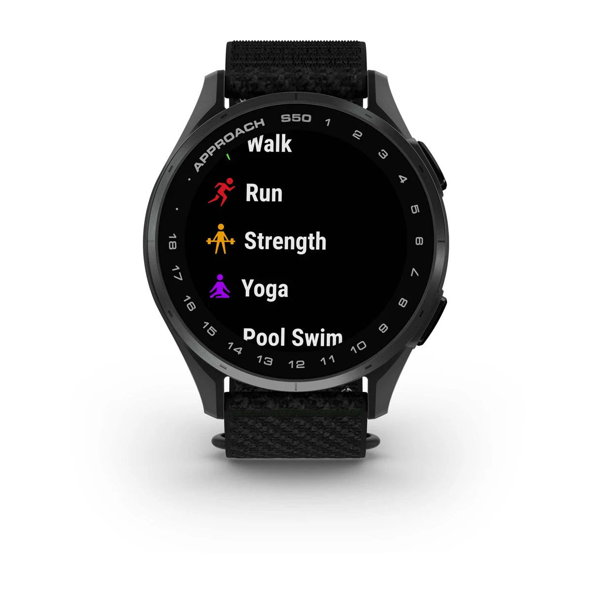 Garmin Approach S50 43mm AMOLED GPS Golf Smartwatch, Slate Aluminum Bezel with Black ComfortFit Nylon Band