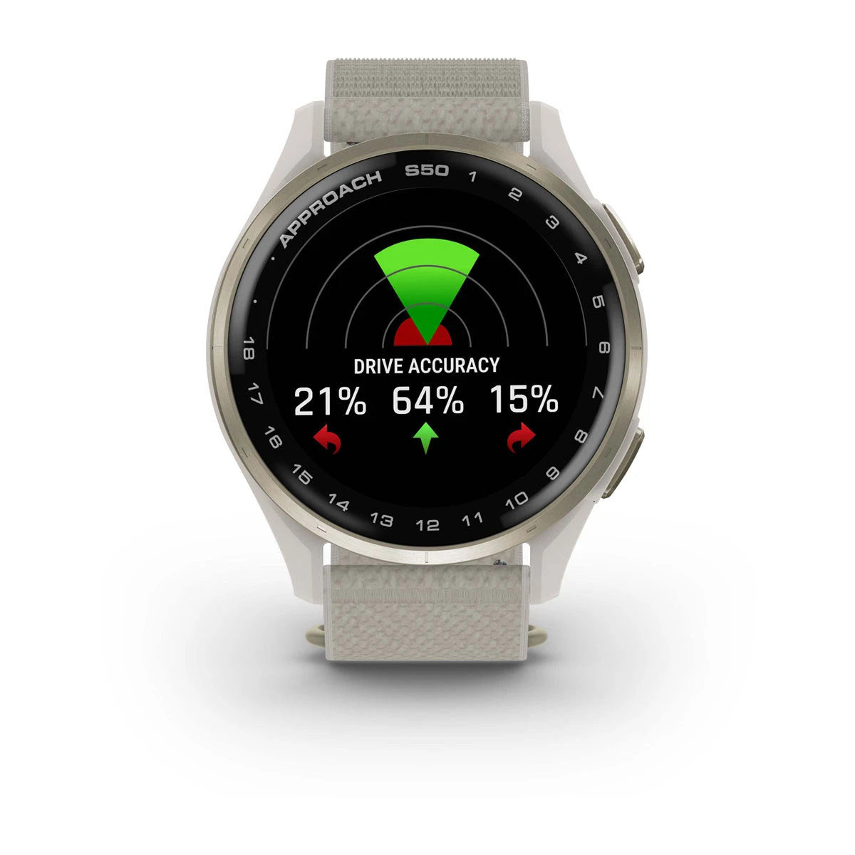 Garmin Approach S50 43mm AMOLED GPS Golf Smartwatch, Cream Gold Aluminum Bezel with Ivory ComfortFit Nylon Band