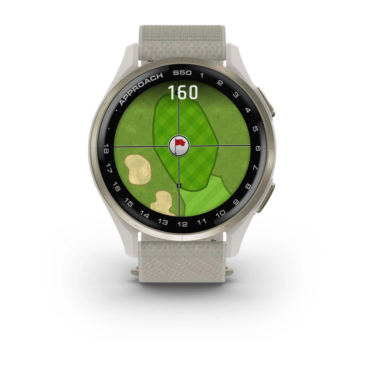 Garmin Approach S50 43mm AMOLED GPS Golf Smartwatch, Cream Gold Aluminum Bezel with Ivory ComfortFit Nylon Band